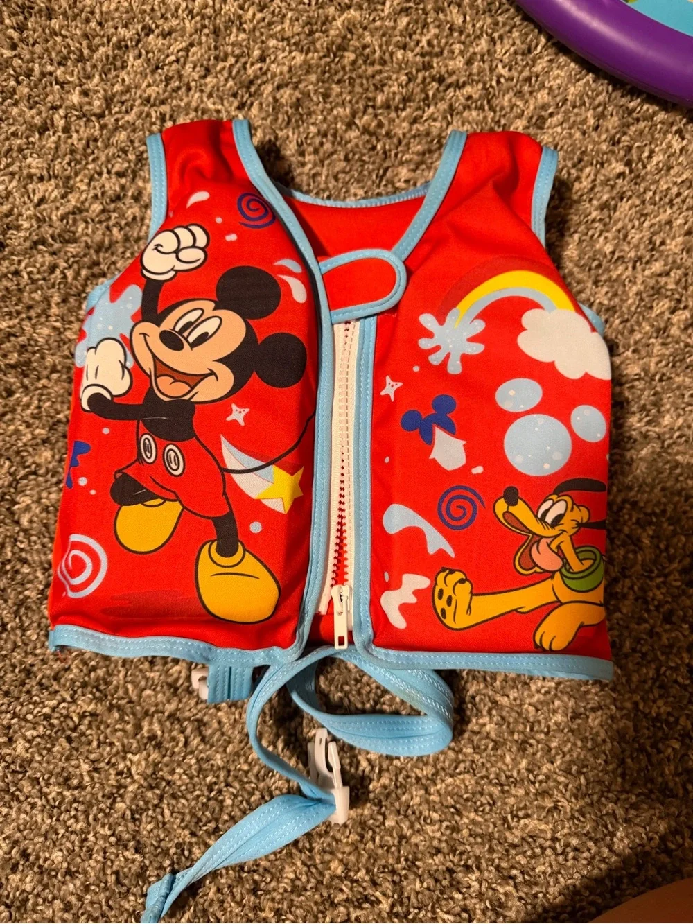 Disney Red Kids Swim Vest with Light Blue Trim